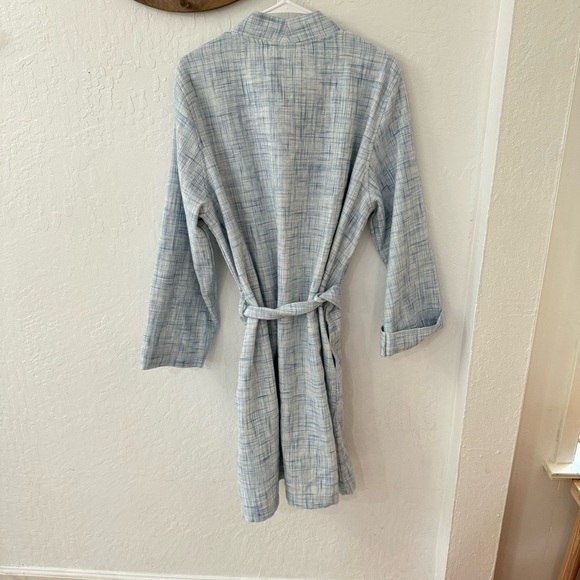 Hudson Park Collection Blue White Waffle Knit Midi Wrap Robe Size L/XL - Picture 7 of 7